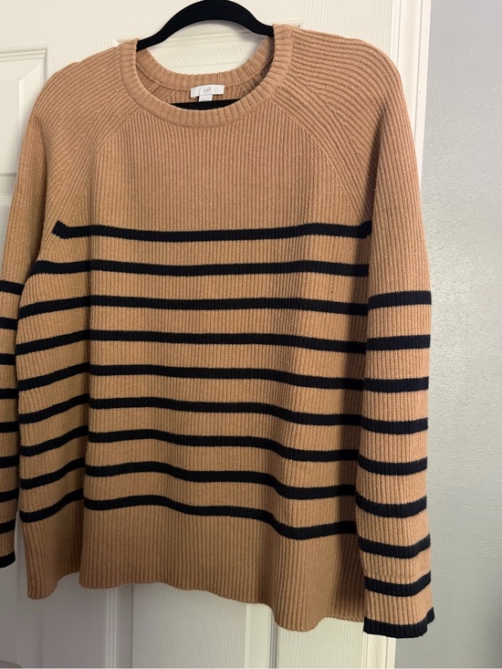 J. Jill Sweaters - J. Jill Camel and Black Striped Crewneck Sweater